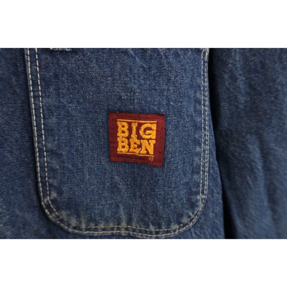Vintage 70s Big Ben Mens 48 Distressed Blanket Lined Denim Chore Barn Jacket USA - Picture 6 of 16